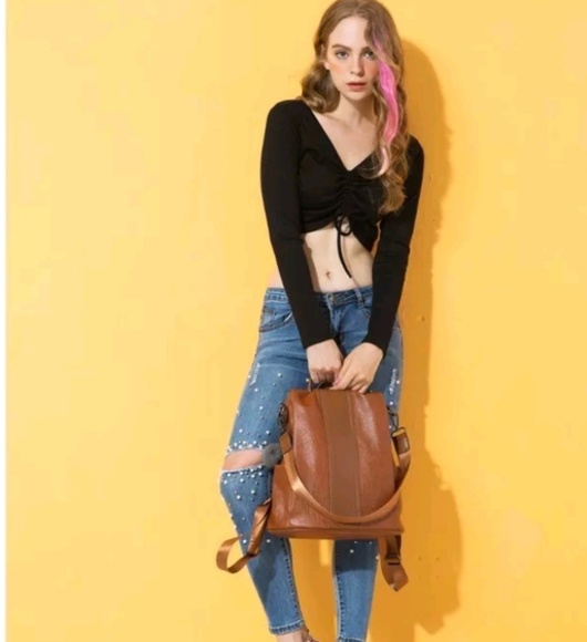 NEW MONZA Leather Backpack Shoulder Bag - Picture 7 of 8